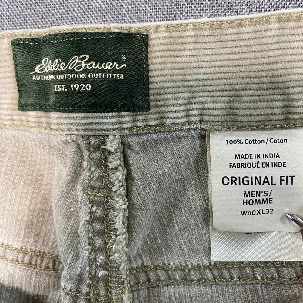 Eddie Bauer Mens Tan Corduroy Pants Original Fit‎ 100% Cotton W40 L32 Fall 08